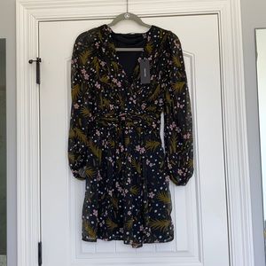 Black floral long sleeve dress